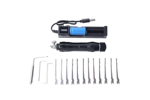 Electric Lock-Picking Tool Portable Pick Gun Toolkit Lock PIck Set Locksmith Supplies Repair Tools (USB Rechargeable)