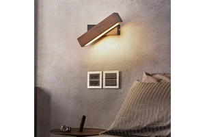 PM Walnut Wood Rotatable LED Wall Lamp Corridor Indoor Bedroom Background Wall Lighting Modern Hotel Creative Wall Fitting Lamp