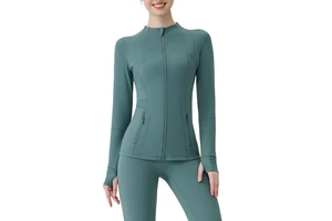 USA Warehouse Women's Athletic Yoga Jacket Set Full Zip Long Sleeve Stretch Running Gym Fitness Jacket Yoga Tops