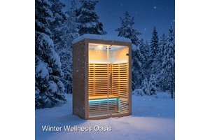 Compact 1-Person Far Infrared Sauna Room for Limited Spaces including Reading Lamp and Interior Soft Touch Control Panel