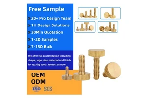 12mm Length Brass Knurled Thumb Screws DIN 653 Standard M4 M6 M8 Metric Coarse Thread Flat Head