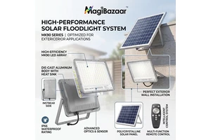 Solar 200W LED Flood Light 120 Beam Angle IP65 Remote Control Aluminum Adjustable 5-Year Warranty Outdoor/Indoor Public Areas