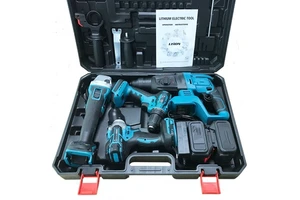 4-Piece Electric Wrench Brushless Combo Kits 20V 21V Lithium Ion Cordless Tools Hard Case OEM Supported Plastic Tool Box Set