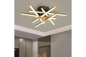 Modern LED Ceiling Light with Romantic Black Gold Design Acrylic and Iron Base for Bedroom or Living Room Decorative Lamp