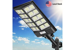Solar Powered Street Light High Efficiency LED With Motion Sensor Long Runtime Remote Control US Inventory for Roads Yards