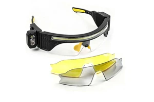 Rechargeable LED Glasses Light With Motion Sensor Car Repair Outdoor Work Headlight Digital Display