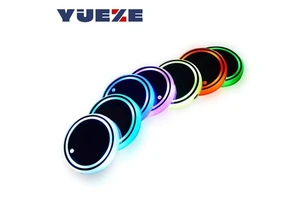LED Cup Holder Light 7 Colors Changing Light Car Rear Windshield Decorative Light Luminescent Car Interior Coasters Pad Lamp