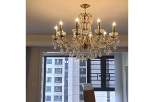 American Retro Crystal LED Lamp Middle Size Vintage Bedroom European Court-Style Living Room Staircase Dining Room French Candle