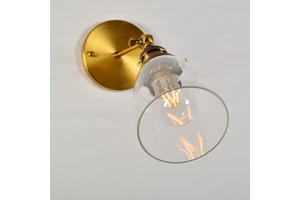 Nordic Modern Brass Decorative Vintage Industrial Amber Glass Cup Wall Lamp for Living Room Bedside Hotel