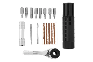 Bike Tire Repair Kit, Portable Ratchet Wrench Set with S2 Alloy Steel Bits for MTB/Road/Touring Tubeless Tire Maintenance