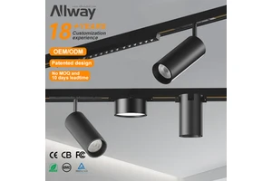 ALLWAY Wholesale 5MM Width 2 Line Rail Indoor Shop Museum Adjustable 3w 7w 8w 9w 16w Magnetic Led Track Light