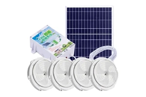 5 Heads Solar Indoor Ceiling Lights Remote Control Shed Solar Light 56led D200mm Ceiling Light with Solar and Battery for Villa