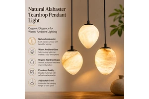 YH Modern Nordic Kitchen Island Alabaster Stone Single Hanging Lamp Pendant Marble Dining Room Chandelier Ceiling Light For Home
