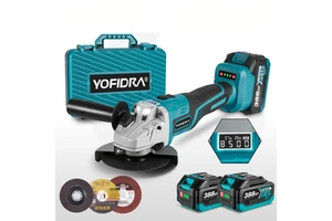 Yofidra Brushless Electric Cordless Angle Grinder with Digital Display 5 Gear Wireless Angle Grinder with Power Battery