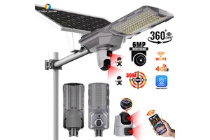 Solar Street Light With Camera 4G Wifi Outdoor Solar Monitoring Lamp 4+2MP CCTV Wireless