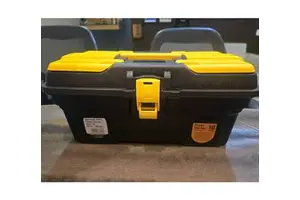 Portable Plastic Tool Box with Top Organizer Heavy Duty Hardware Storage Case with Removable Internal Tray & Single Buckle Lock