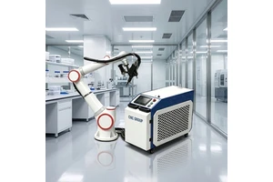 Automated MIG Welding Equipment Featuring a 6-axis Collaborative Industrial Robotic Arm Paired with a Laser Welding Machine.