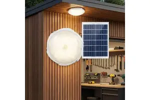 All-Weather Solar Powered Ceiling Light IP67 Waterproof LED Outdoor Lamp Smart Sensor for Front Door Entryway Shed Barn