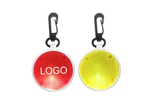 Promo Gift Reflecting Safety Light Round Shape Dual Function Round Reflector Light with Swivel Hook Clip