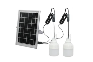 LED Indoor Solar House Light Solar Shed Camping Light with Two Bulb 6W