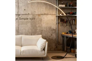 Modern LED Arc Floor Lamp, Dimmable Curved Standing Light, Minimalist Arched Lamp for Living Room Bedroom