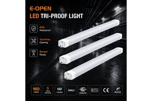 Energy Saving Power-Switchable LED Tri-proof Light IP65 5-Year Warranty DALI/0-10V Dimming Flexible 10500 Lumens 120 Beam