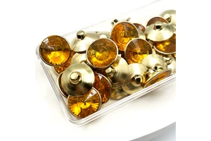 Wejoy Accessories 20mm African Style Gold Yellow Plastic Zinc Alloy Crystal Button