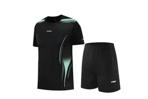 Men's Summer Gym Short Sleeve Shirts Quick Dry Breathable Fitness Casual Lightweight Skinny Fit T-shirt Sets 100% Polyester