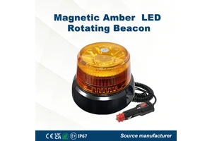 High Bright 12W Amber Rotating Beacon Magnetic Suction Cup Base 12/24V Strobe Warning Beacon Lamp for Agriculture Machinery