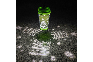 Customized Cup-Shaped Camping Lantern Warm White PVC Waterproof Hollow-Out Design Battery Powered LED Projection Garden