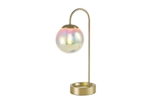 BKLT-EG22 New Design Iridescent Glass Shade Table Lamp Desk Light With Gold Electroplating Groove Shaped Base