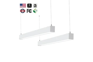 Factory Direct UL/DLC 3CCT 4FT 8FT Suspended Strip Tube Light Linkable Lamp Pendant Led Batten Linear Light For Shopping Mall