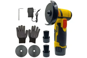 Cordless Angle Grinder with 2 Li-Ion Batteries, Fast Charger & Full Accessories, 3-Speed for Home Renovation & Polishing