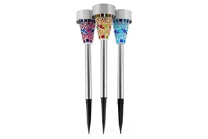 Outdoor Waterproof Stainless Steel Other Garden Ornaments Garden Light Solar Stained Glass Mosaic Solar Light
