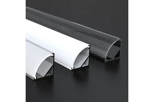 Black 45 Degree Corner Aluminium Extrusion Diffuser LED Strip Light Channel Profile Led//
