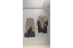 FUSION Digital Coords Set SL00247 Bohemian Style Three Quarter Sleeve Top with Chiffon Fabric Price 1749!