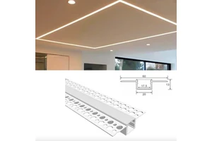 20mm Width Ceiling Led Profile Light with PC Cover Diffused Heat Dissipation Gypsum Wall Plaster Aluminum LED Channel Diffuser