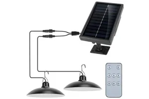 Dual-Head Solar Shed Lamp with Timing Dusk-to-Dawn Sensor Dimmable Remote Control IP65 Waterproof Smart Outdoor Lighting