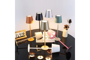 Modern Design USB Rechargeable LED Table Lamp 3-Color Night Light with Eye Protection for Home Hotel Bar E26 Bulb Base