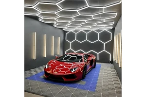 14 Holes Hexagon Honeycomb LED Detailing Work Lights AC Powered IP54 Rated Garage Workshop Car Wash Shop