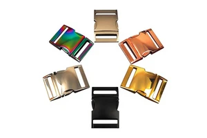 Custom Logo Luxury Portable Colored Curved Side Quick Release Buckle Hardware Strap 50mm 25mm Dog Collar Metal Buckle Bag Pet