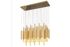 Modern Decoration Pendant Light Acrylic Round Aluminum Tube Led Multi-head Hanging Metal Material Indoor Lighting Chandelier