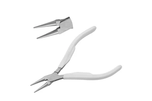 Round Nose Plier 120mm Smooth Jaws Without Spring & White Handles Joint Box Jewelry Making Precision Needle Nose Holding Pliers