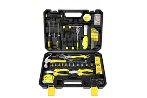 100 Pcs Electrician Tools Box Power Tools Kit Hand Set Tool Case Cordless Li-Ion Drill with Multimeter