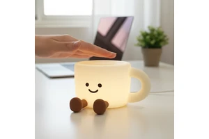 Hot-selling Silicone Coffee Cup Night Light Rechargeable Pat Control Creative Colorful Atmosphere Light for Bedroom