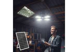 Smart Solar Ceiling Light Indoor Home Pendant Lamp With Remote Control Auto Timer 4 Modes For Shed Barn Garage Balcony