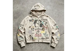 Custom Sweatsuit Acid Wash Sun Faded Distressed Hoodie And Sweat Shorts Vintage Zip Up Hoodie Shorts Set For Men