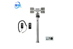 pneumatic telescopic mast tower light 1.5m on vehicle movable construction light towers and security camera for mobile