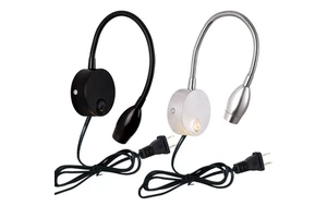 Flexible Pipe 3W LED Wall Sconce Lamp Fixture Reading Light On/Off Switch Plug Picture Spotlight Bedroom Black/Silver Shell