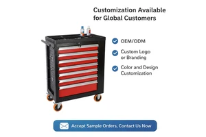OEM 6 7 8 Drawer Mobile Rolling Lockable Metal Tool Cabinet Trolley Workshop Tool Box Roller Cabinet With Handle and Wheels